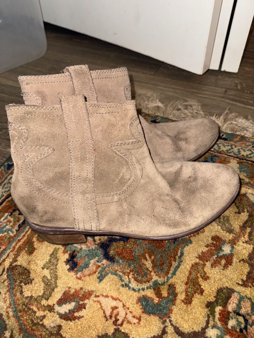 Lucky Brand Taupe Suede Ankle Booties